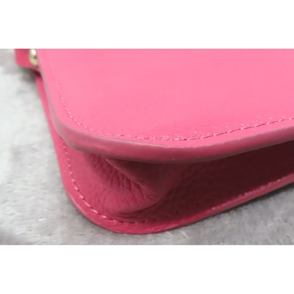 BTB Los Angeles Hot Pink Rocker Biker Styling Leather Gold Studded Crossbody Bag